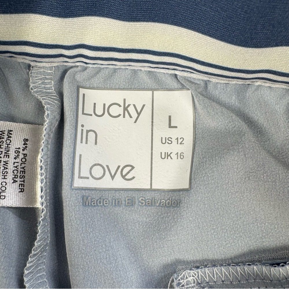Lucky In Love Women’s L Blue Pull‑On Golf Shorts 9” Stretch - Picture 6 of 12
